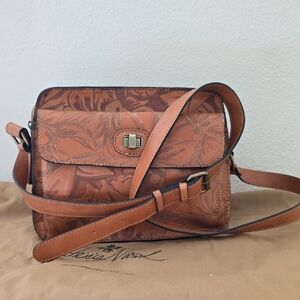 Patricia Nash Floral Embossed Brown Leather Bag